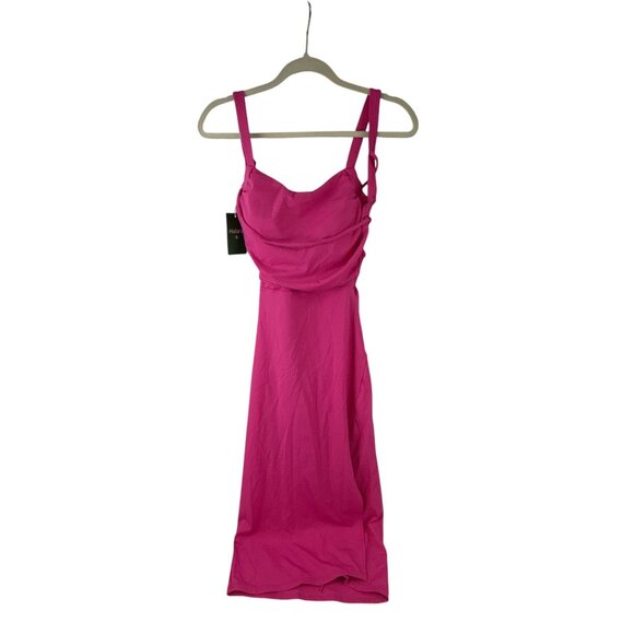 Halara Play It My Way Pink Ruched Bodycon Athleisure Dress Adjustable Straps NWT - Picture 1 of 8